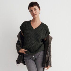 MADEWELL Cable-Knit V-Neck Sweater Vest